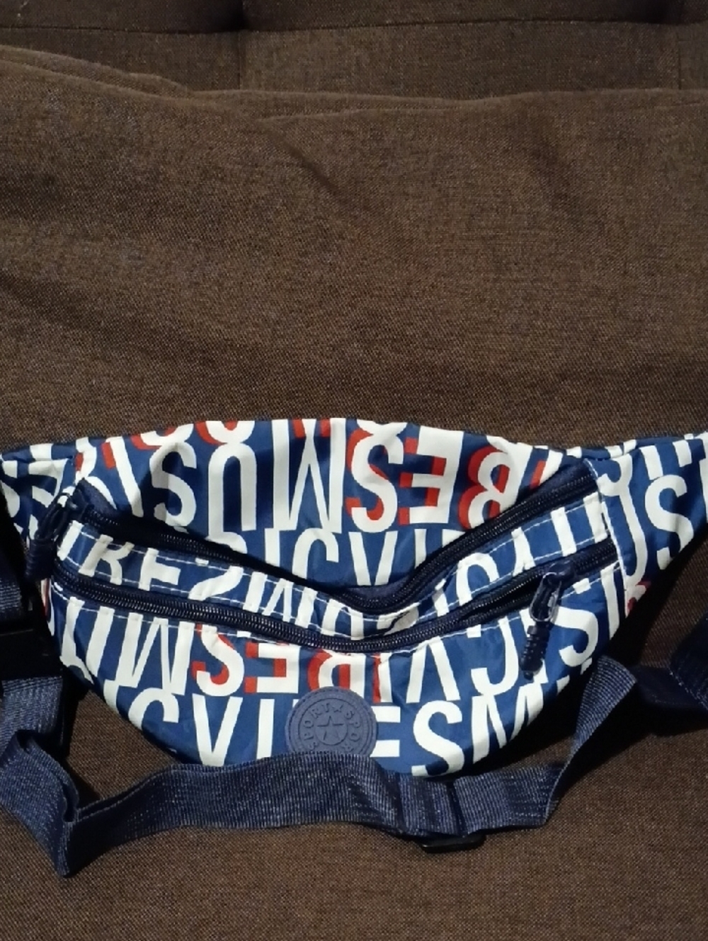 Navy Letter-Print Waist Bag With Toilet Seat Cover Cushions New - Picture 4 of 7
